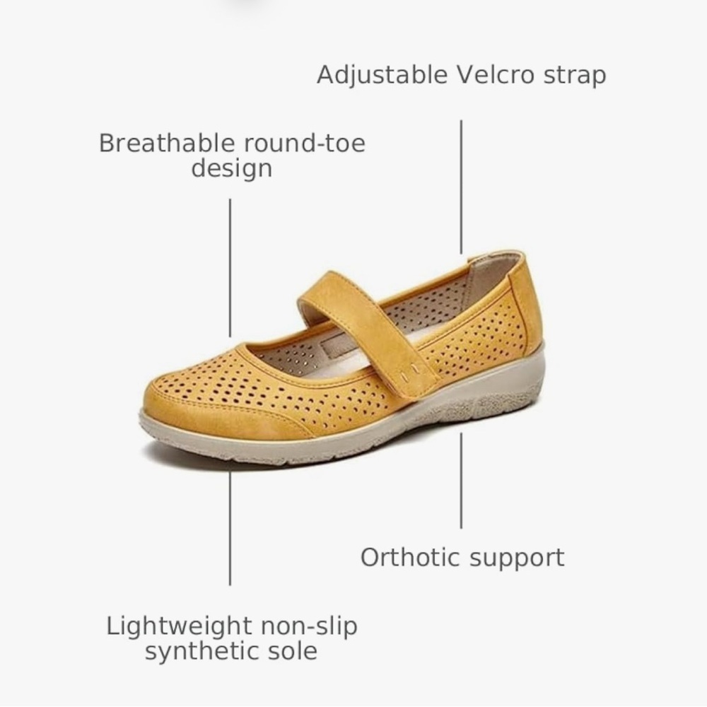 Comfort Mary Jane Flats in Mustard Yellow - Picture 3 of 6